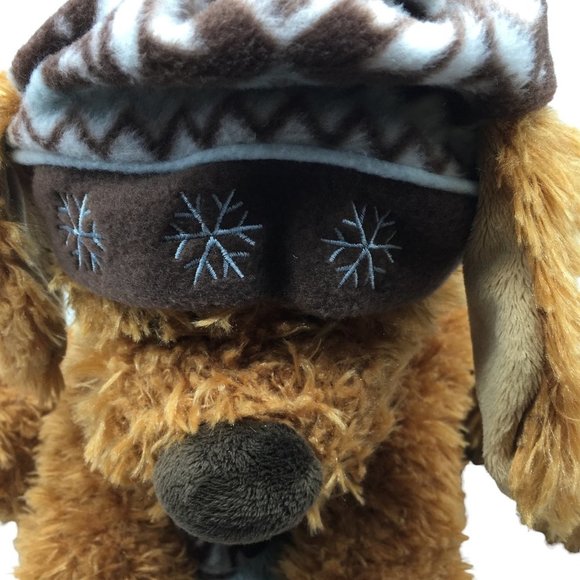 HUGFUN INT'L Dog Plush Stuffed Animal St. Jude Holiday Fluffy Shaggy Hat Scarf - Picture 2 of 8